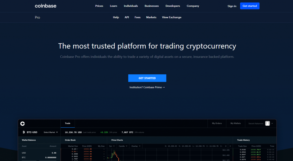 Coinbase Pro Screenshot