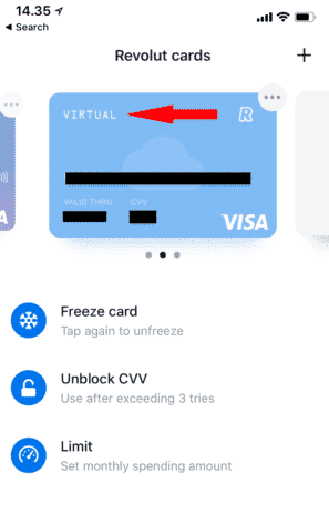 revolut virtual card