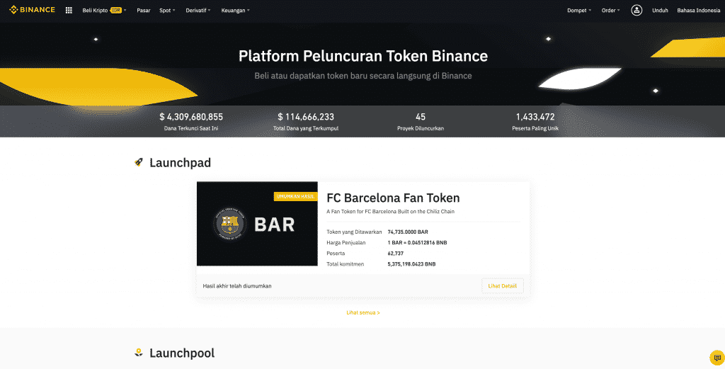 binance launchpad website