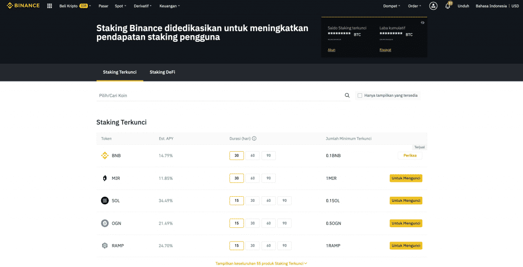 binance staking rewards