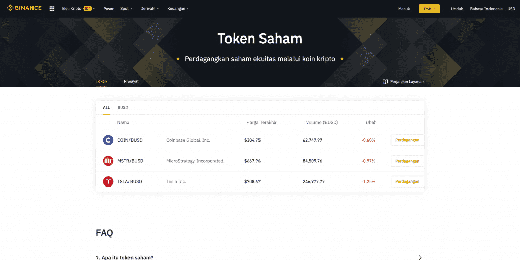 Token Saham Binance