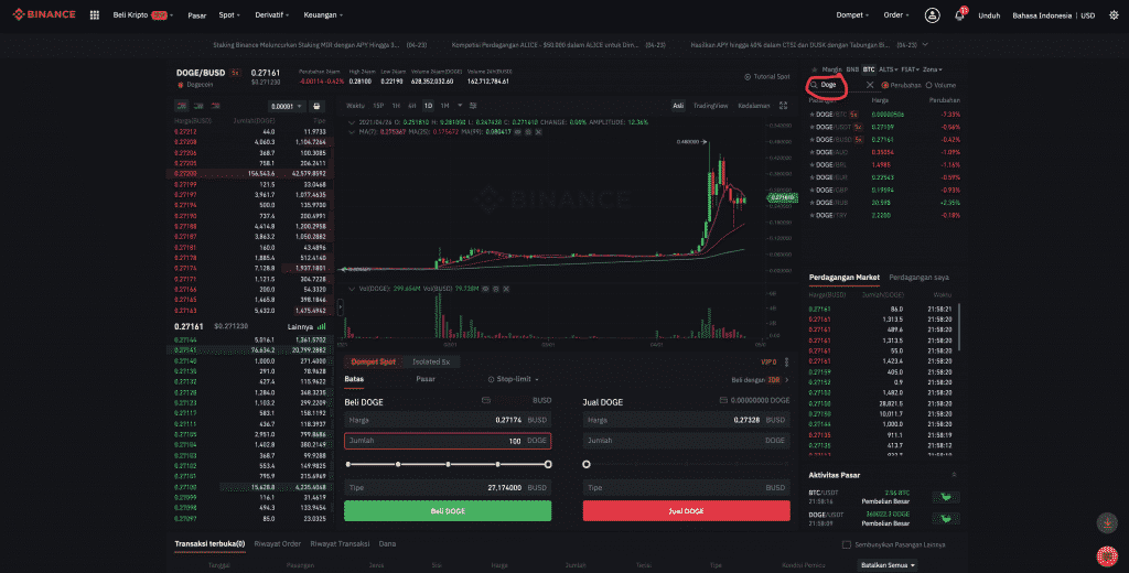 Trading di Binance