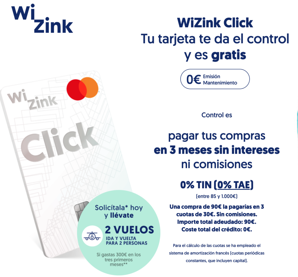 Wizink click tarjeta con regalo un viaje a marruecos